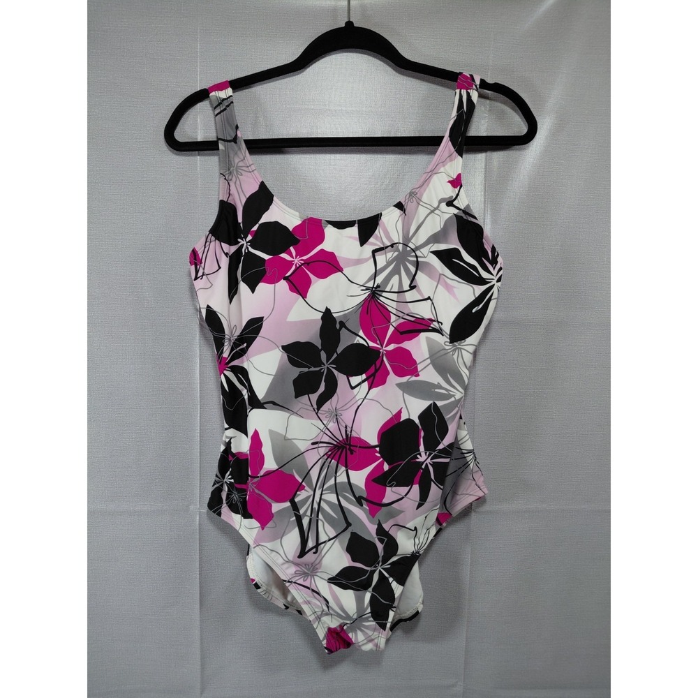 Catalina One Piece Tank Swimsuit Women's LG 12/14 Built in Bra Scoop Neck